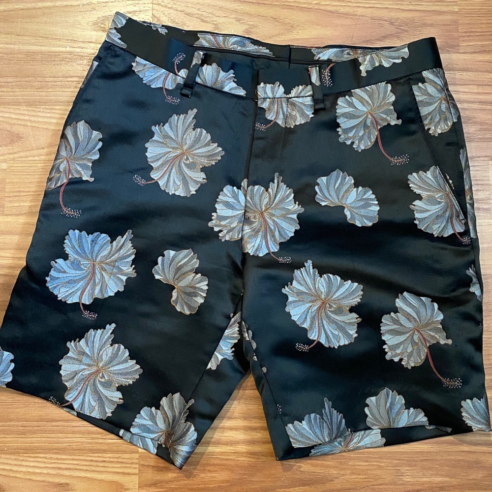 Topman Floral Print Spring Summer Green Shorts 30